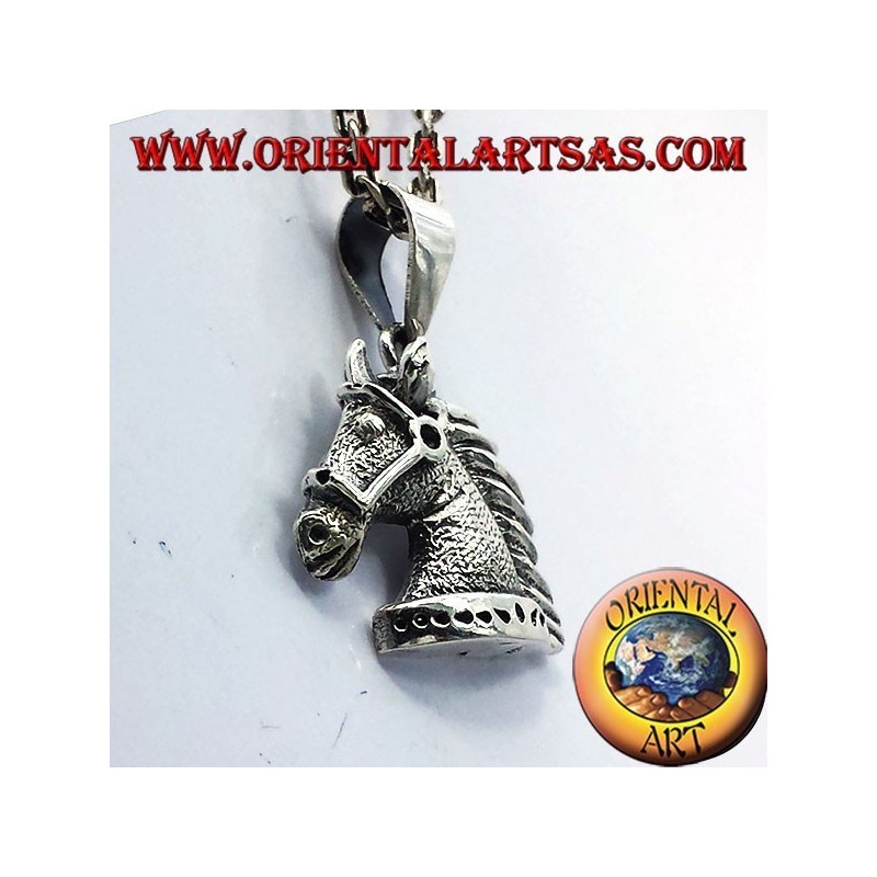 tête de cheval pendentif en argent bride
