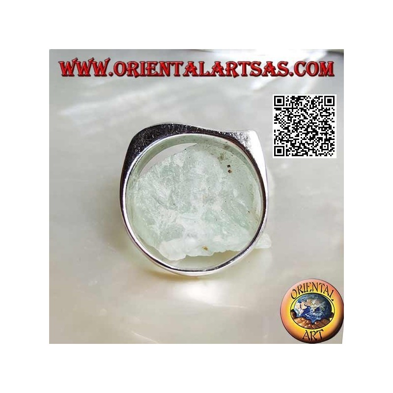 Glatter quadratischer gewellter Silberring auf der Vorderseite