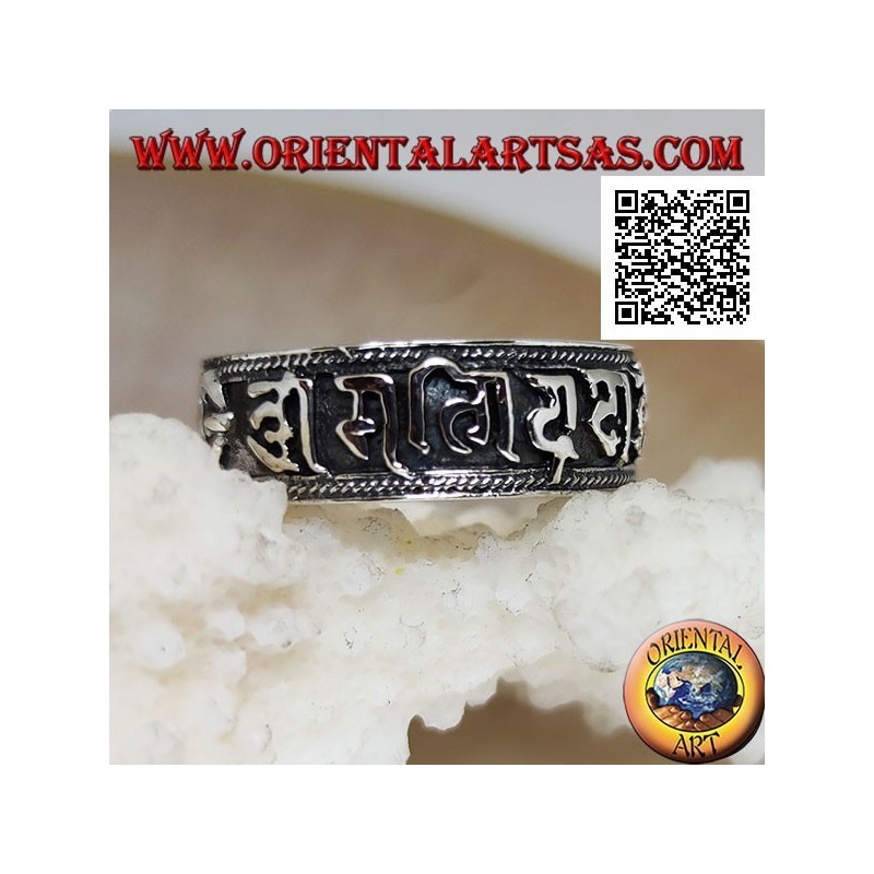 Bague en argent avec Vajra et Mantra Oṃ Maṇi Padme Hūṃ