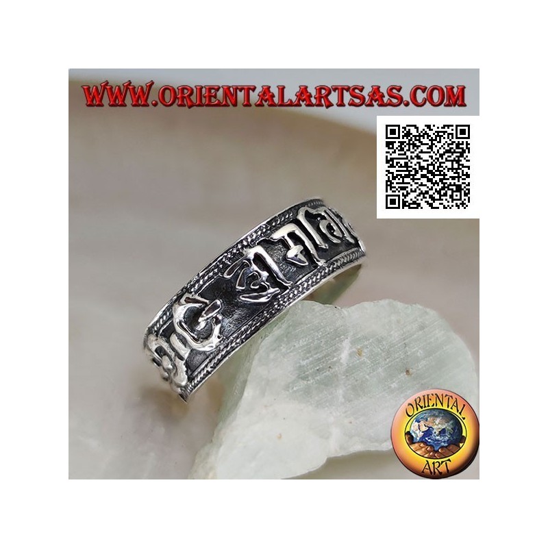 Anillo de plata con Vajra y Mantra Oṃ Maṇi Padme Hūṃ