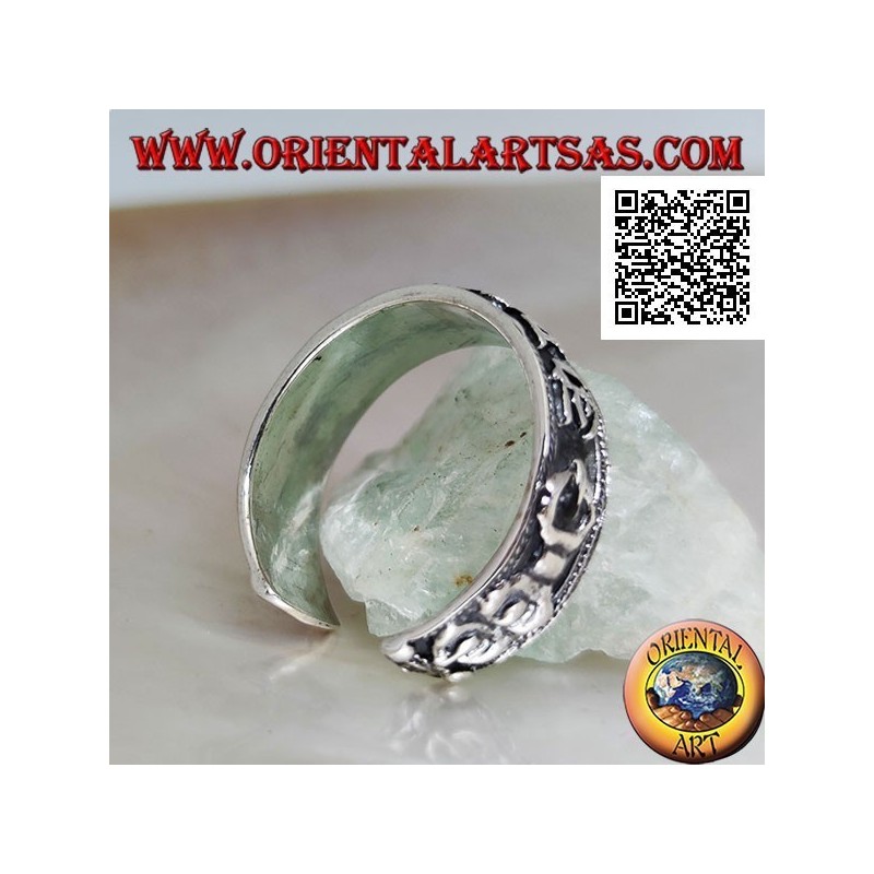 Anillo de plata con Vajra y Mantra Oṃ Maṇi Padme Hūṃ