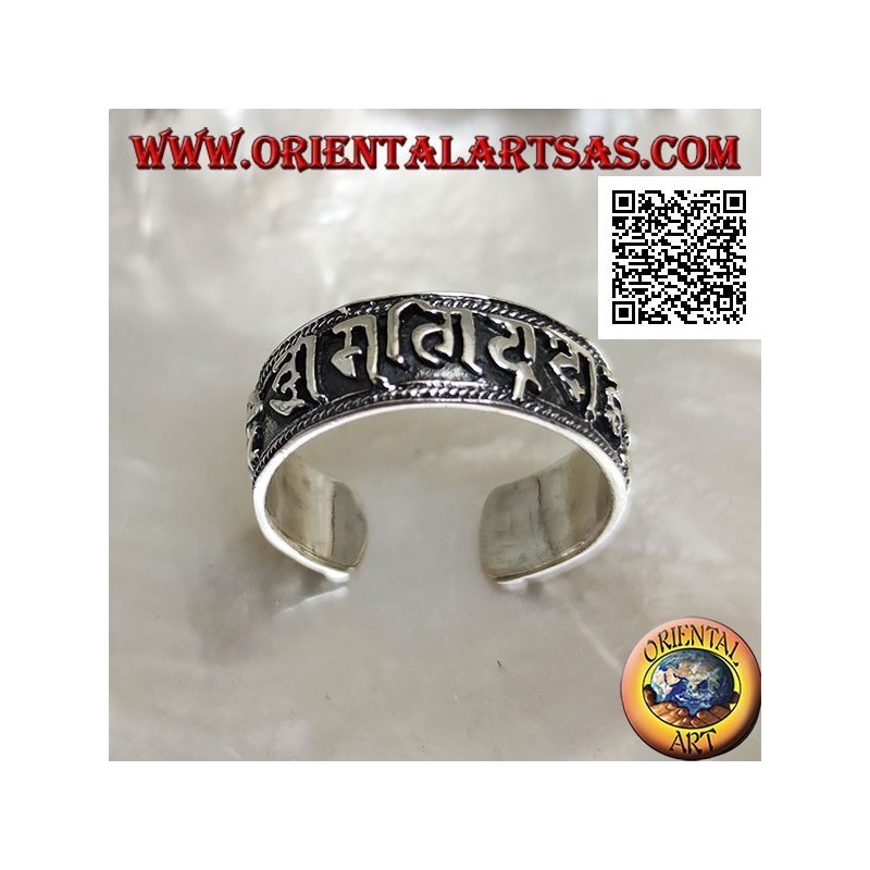 Bague en argent avec Vajra et Mantra Oṃ Maṇi Padme Hūṃ
