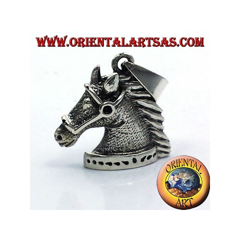 tête de cheval pendentif en argent bride