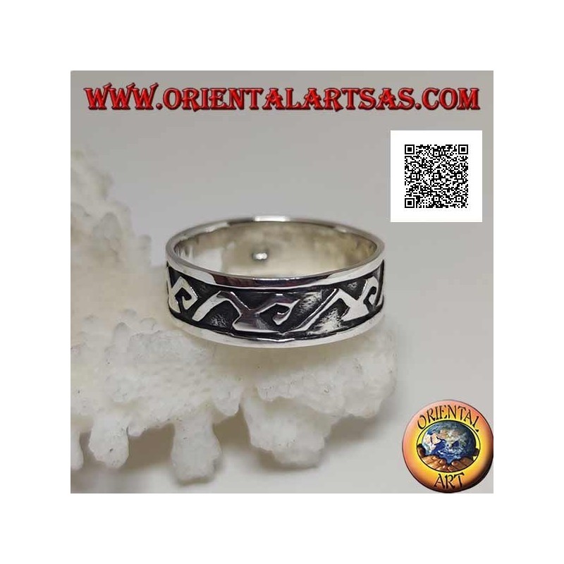 Bague en argent avec symboles d'Archimède en bas-relief