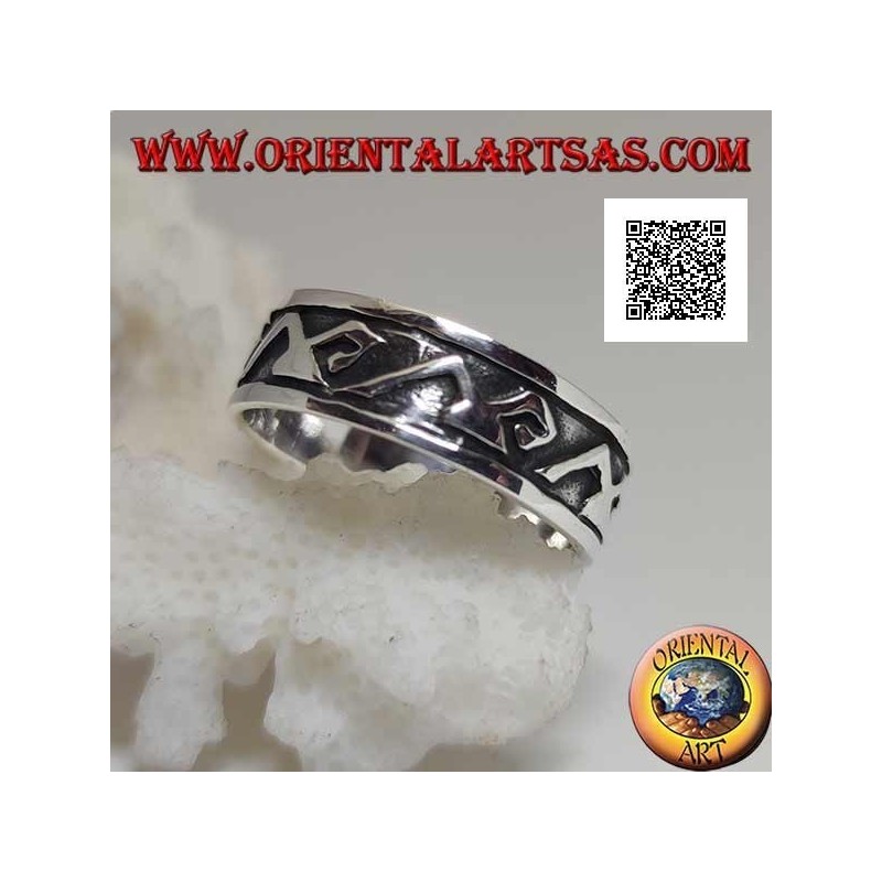 Bague en argent avec symboles d'Archimède en bas-relief