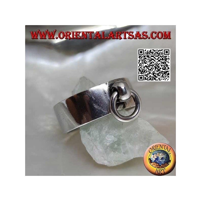 Bague en argent à bande lisse de 8 mm avec anneau mobile