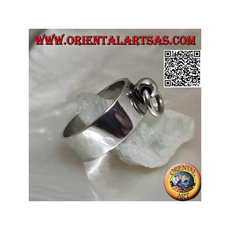 8 mm smooth band silver ring with mobile ring