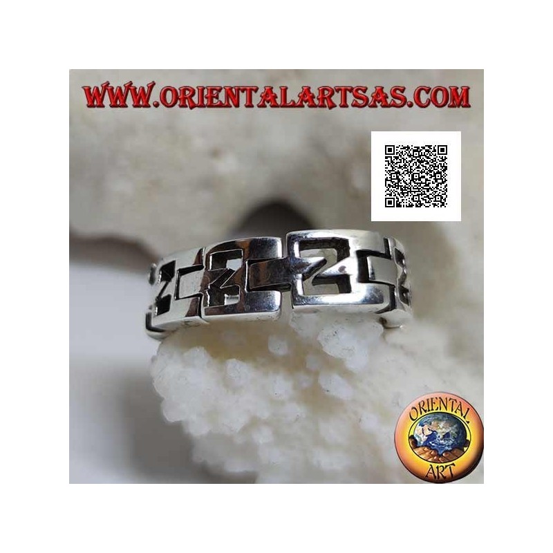 Anneau de chaîne lisse semi-rigide en argent avec N perforé