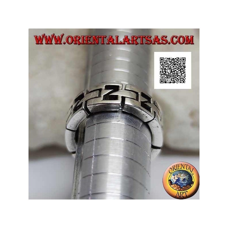 Anneau de chaîne lisse semi-rigide en argent avec N perforé