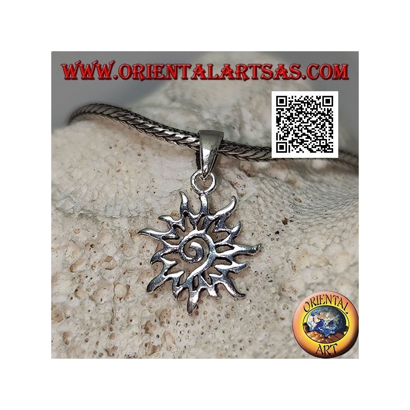 Silver spiral pendant in the openwork sun