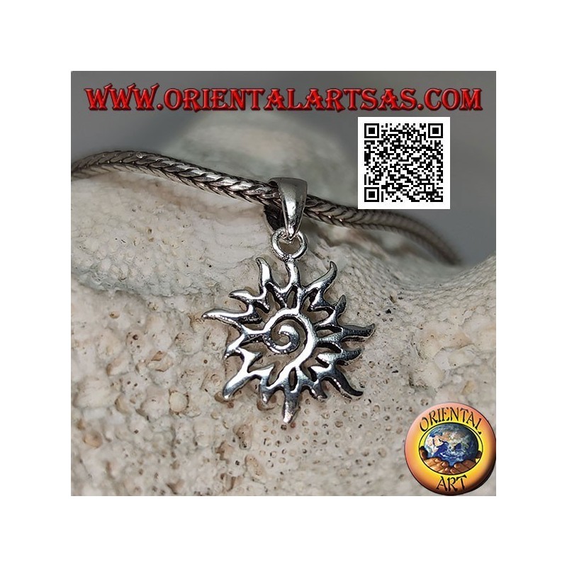 Silver spiral pendant in the openwork sun