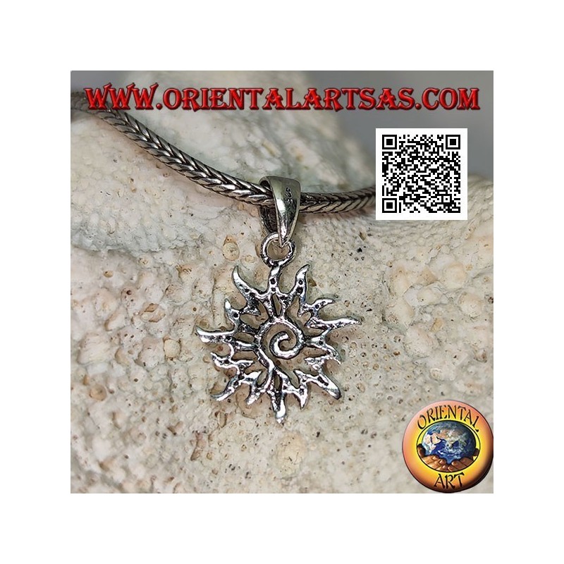 Silver spiral pendant in the openwork sun