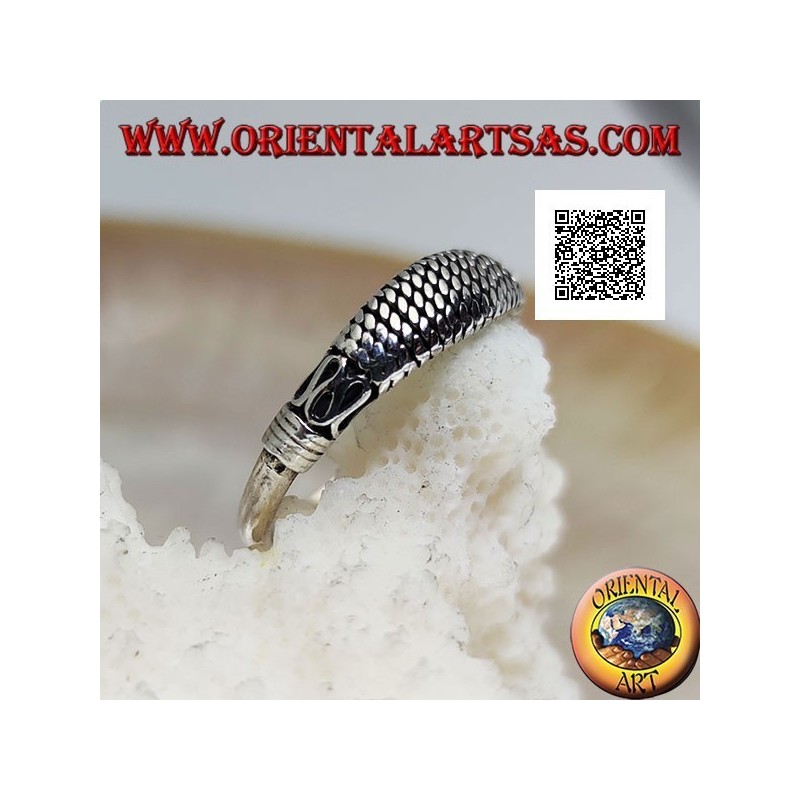 Silberring mit Akkord, Silberring mit Serpentin im orientalischen Stil und Verflechtung