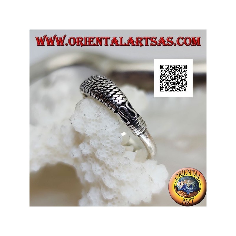 Silver ring with an oriental style serpentine and interweaving
