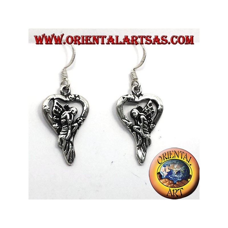 Boucles d'oreilles fée coeur argent
