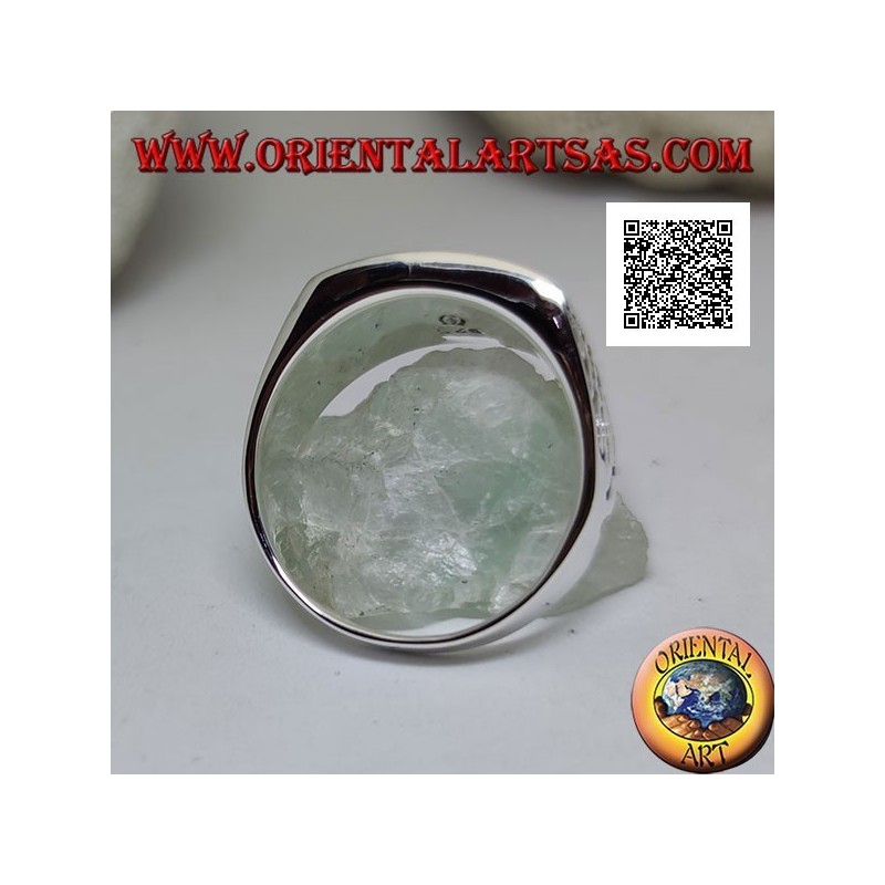 Silver ring with horizontal rectangular onyx and Celtic bas-relief weaves on the sides