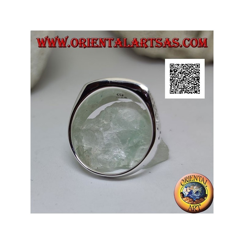 Silver ring with horizontal rectangular onyx and Celtic bas-relief weaves on the sides