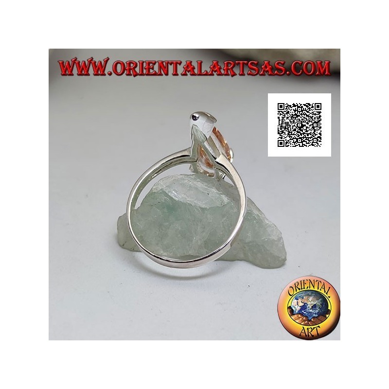 Bague solitaire en argent serti de zircon champagne avec gouttelettes allongées