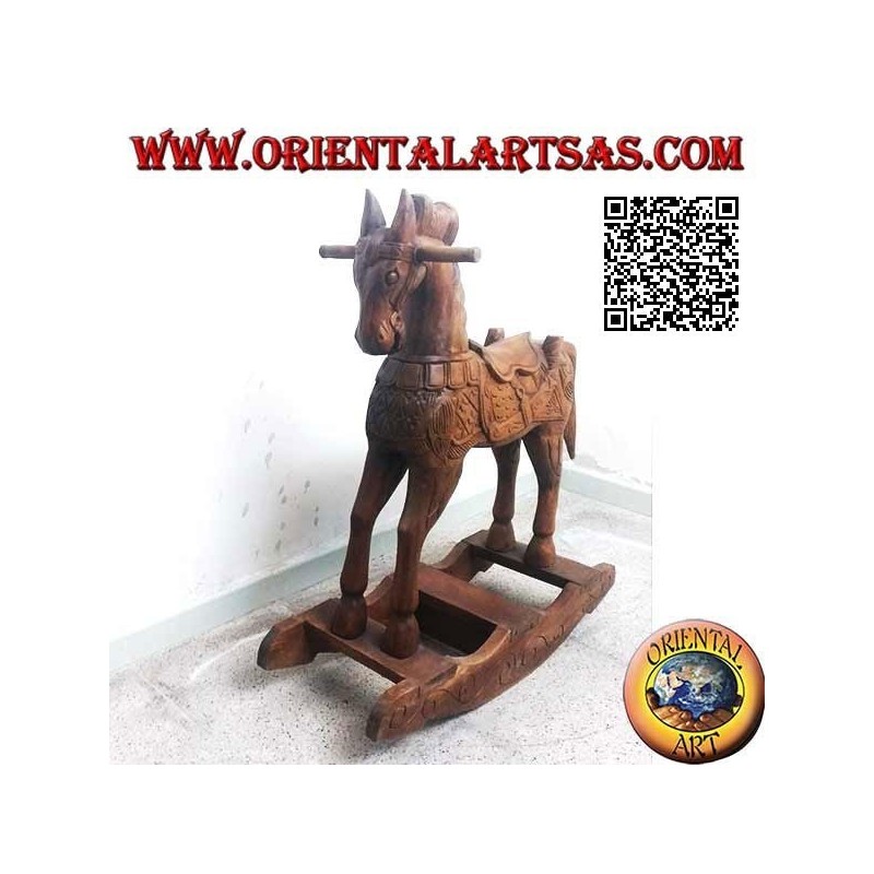 Rocking horse in Suar wood (solid), natural color