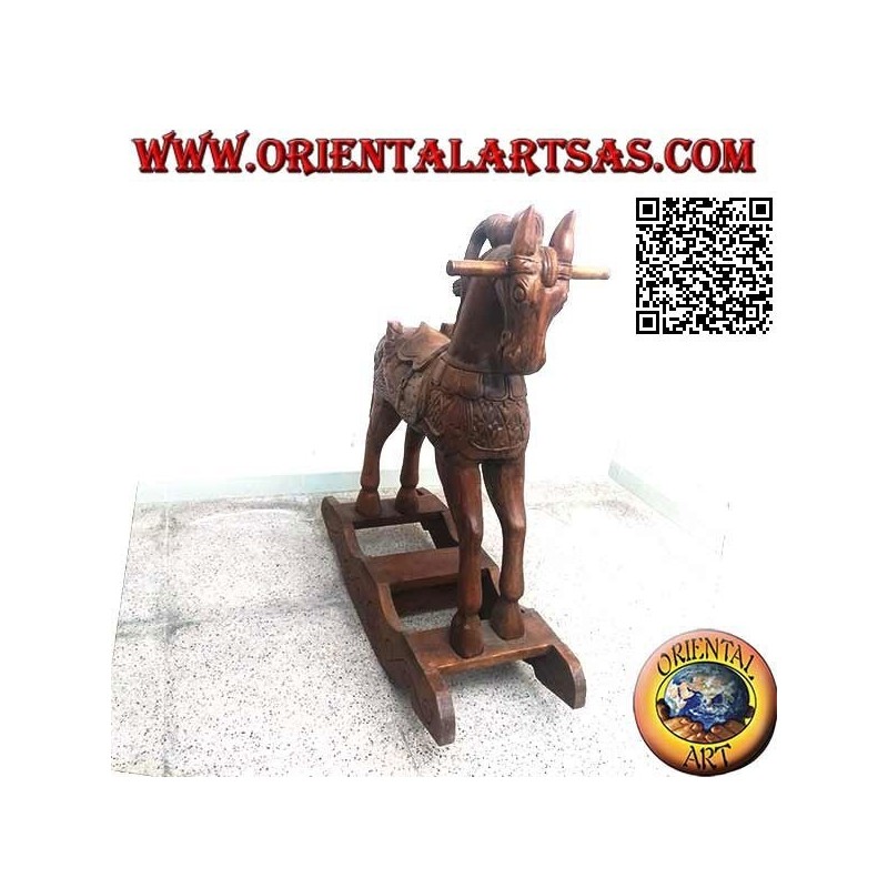 Rocking horse in Suar wood (solid), natural color