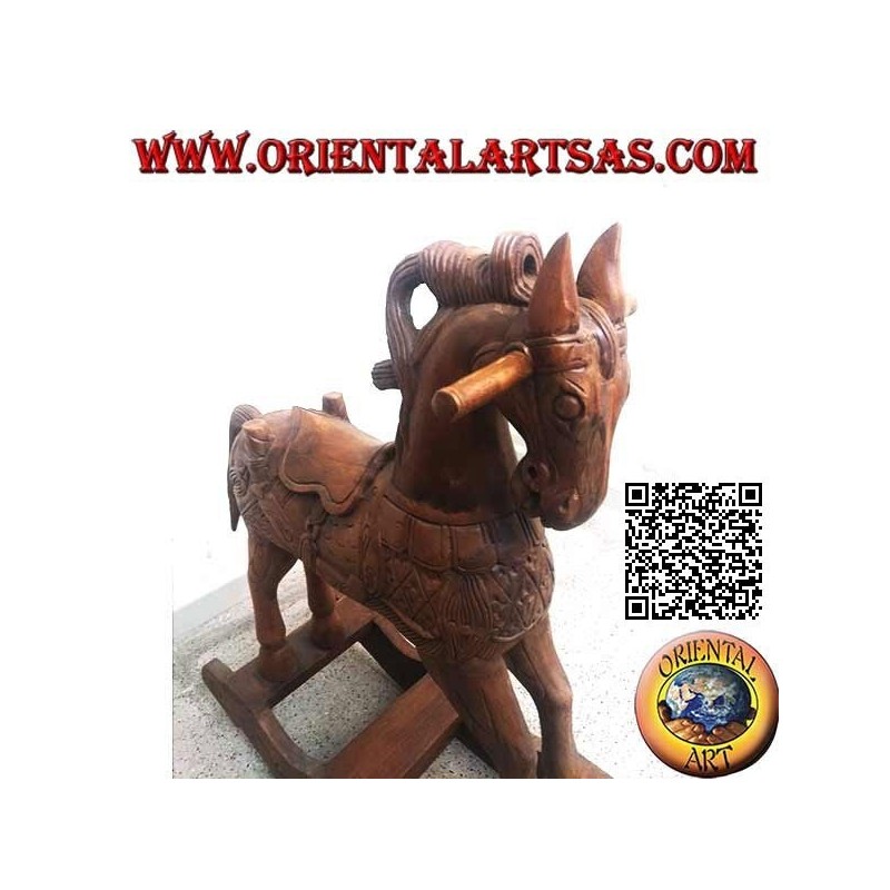 Rocking horse in Suar wood (solid), natural color