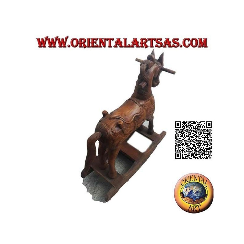 Rocking horse in Suar wood (solid), natural color