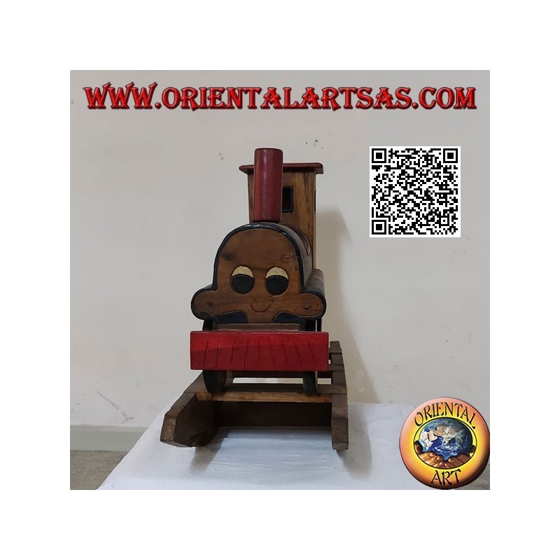 Trenino a dondolo colorato en legno di Suar (massello), dipinto a mano