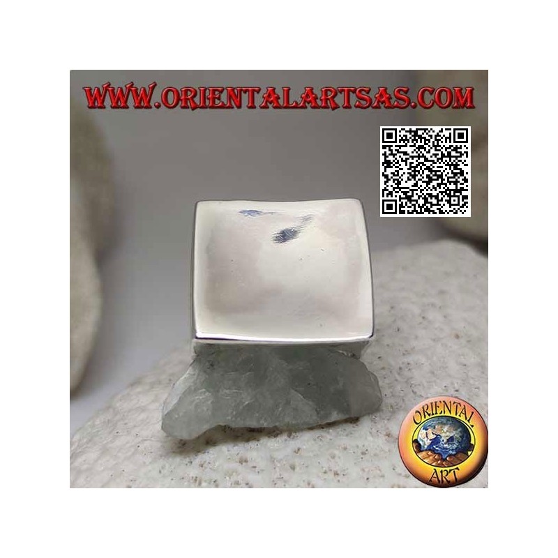 Glatter Silberring mit 22 mm großem konkavem Quadrat