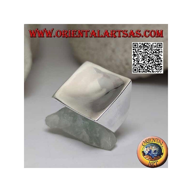 Anillo de plata lisa con cuadrado cóncavo grande de 22 mm