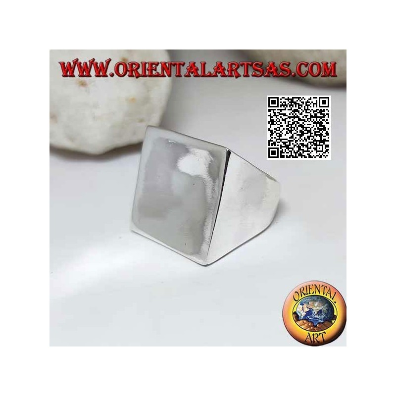 Anillo de plata lisa con cuadrado cóncavo grande de 22 mm