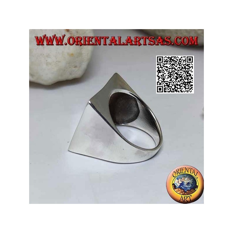 Anello in argento liscio con quadrato grande concavo da 22 mm