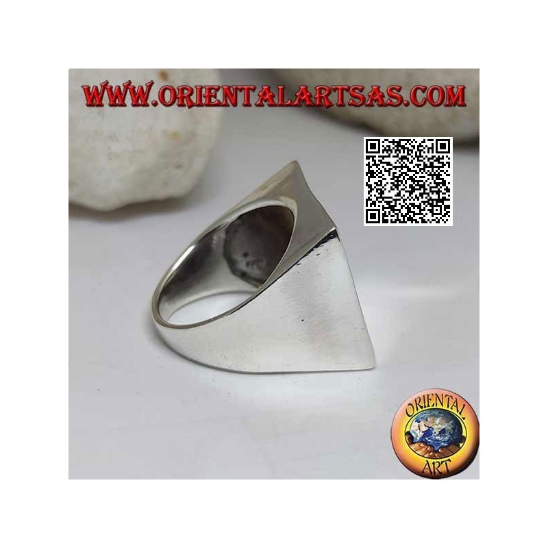 Anello in argento liscio con quadrato grande concavo da 22 mm