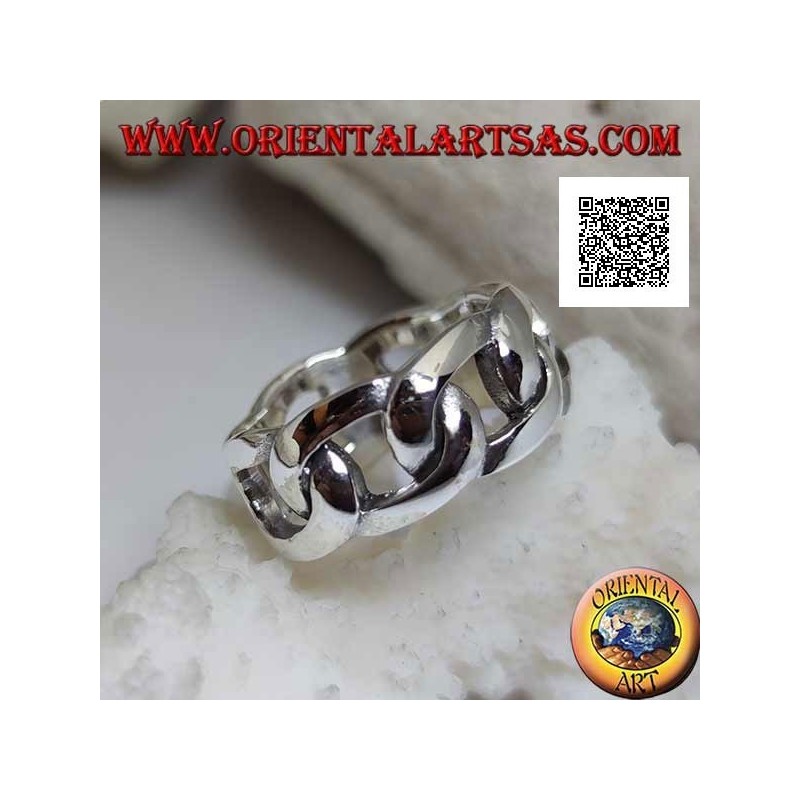 Silberring glattes starres Kettenband mit dicken ovalen Ringen