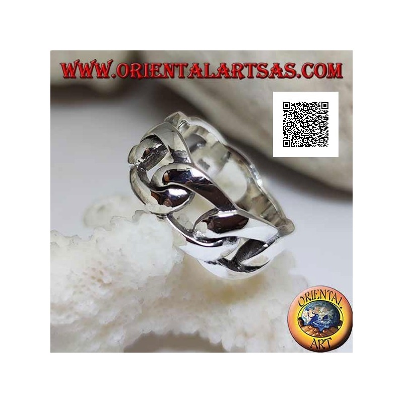 Silberring glattes starres Kettenband mit dicken ovalen Ringen
