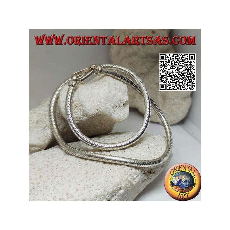 Collier à maillons serpent en argent 700 ‰ 40 cm x 4 mm...