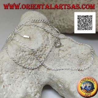 Collar de plata 925 ‰ con eslabón trenzado redondo de 40 cm x 1 mm x 1 mm