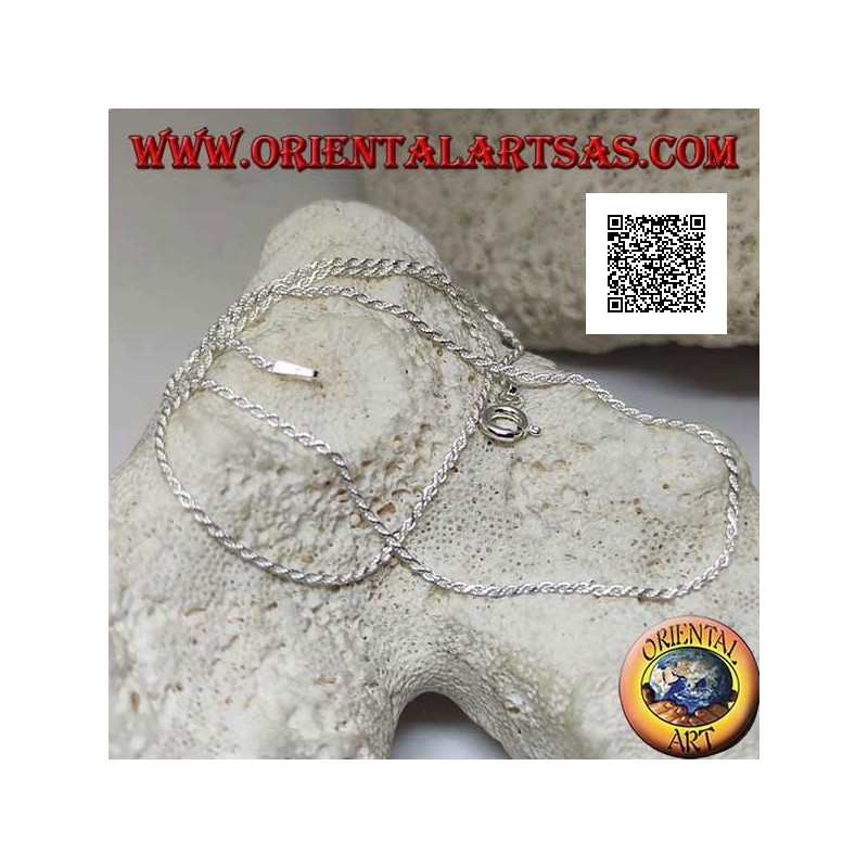 Collana catenina in argento 925 ‰, maglia "attorcigliata " tonda diamantata elicoidale (spessore 1 mm)