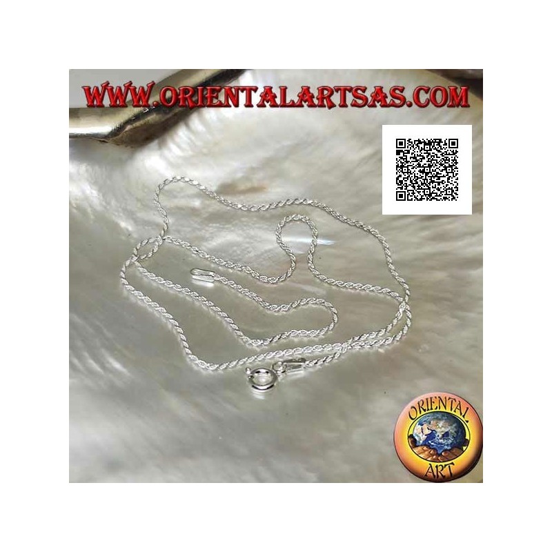 Collana catenina in argento 925 ‰, maglia "attorcigliata " tonda diamantata elicoidale (spessore 1 mm)