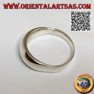 Anello in argento liscio a fascia bombata e spessa sul davanti