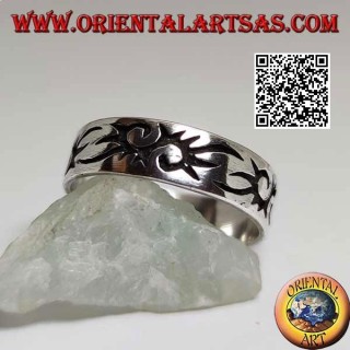 Bague en argent avec style tribal gravé S