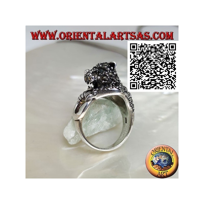 Halblanger Tiger Silber Ring besetzt mit Markasit einen Ring greifen