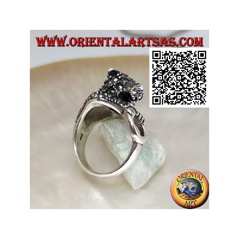 Halblanger Tiger Silber Ring besetzt mit Markasit einen Ring greifen