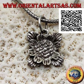 Pendentif en argent en forme de tournesol avec des feuilles