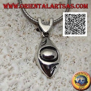 Pendentif en argent en forme d'oeil arrondi lisse avec pupille gravée