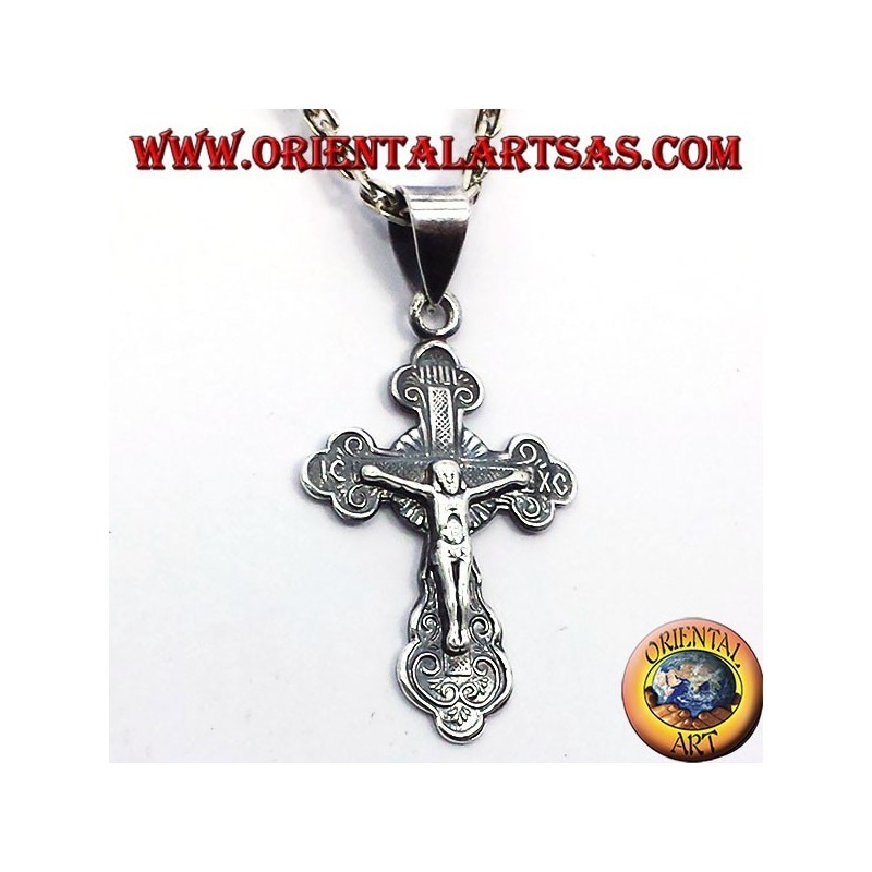 Orthodox crucifix pendant small silver