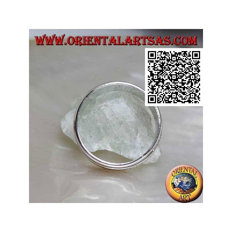 Anillo de plata giratorio antiestrés, dos líneas onduladas entrelazadas entre sí