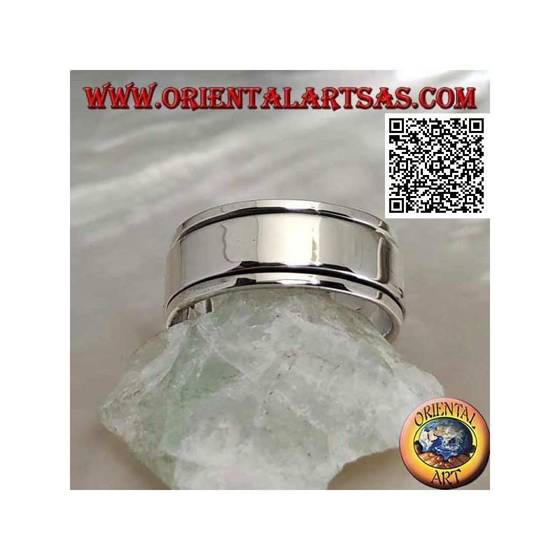 Anneau en argent rotatif anti-stress, anneau lisse sur anneau lisse