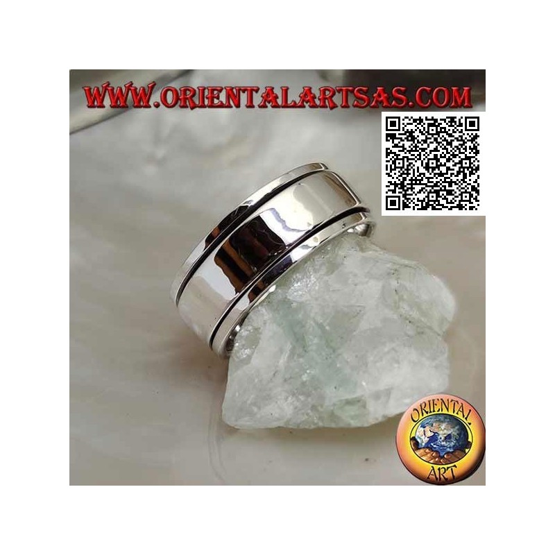 Anti-Stress rotierender Silberring, glatter Ring auf glattem Ring