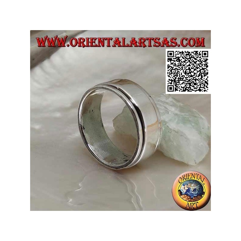 Anneau en argent rotatif anti-stress, anneau lisse sur anneau lisse