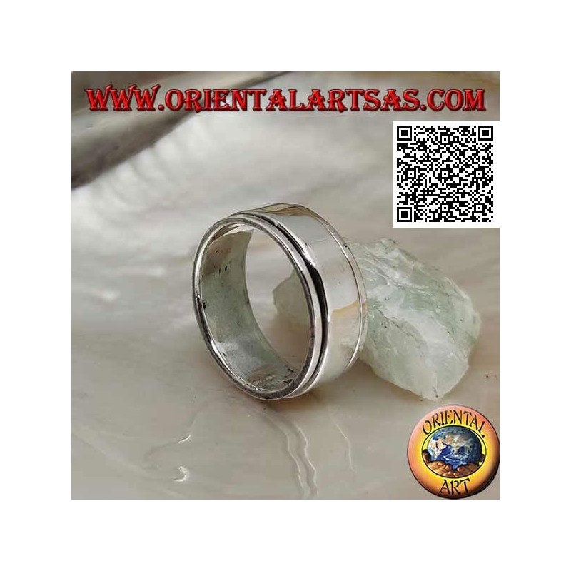 Anneau en argent rotatif anti-stress, anneau lisse sur anneau lisse